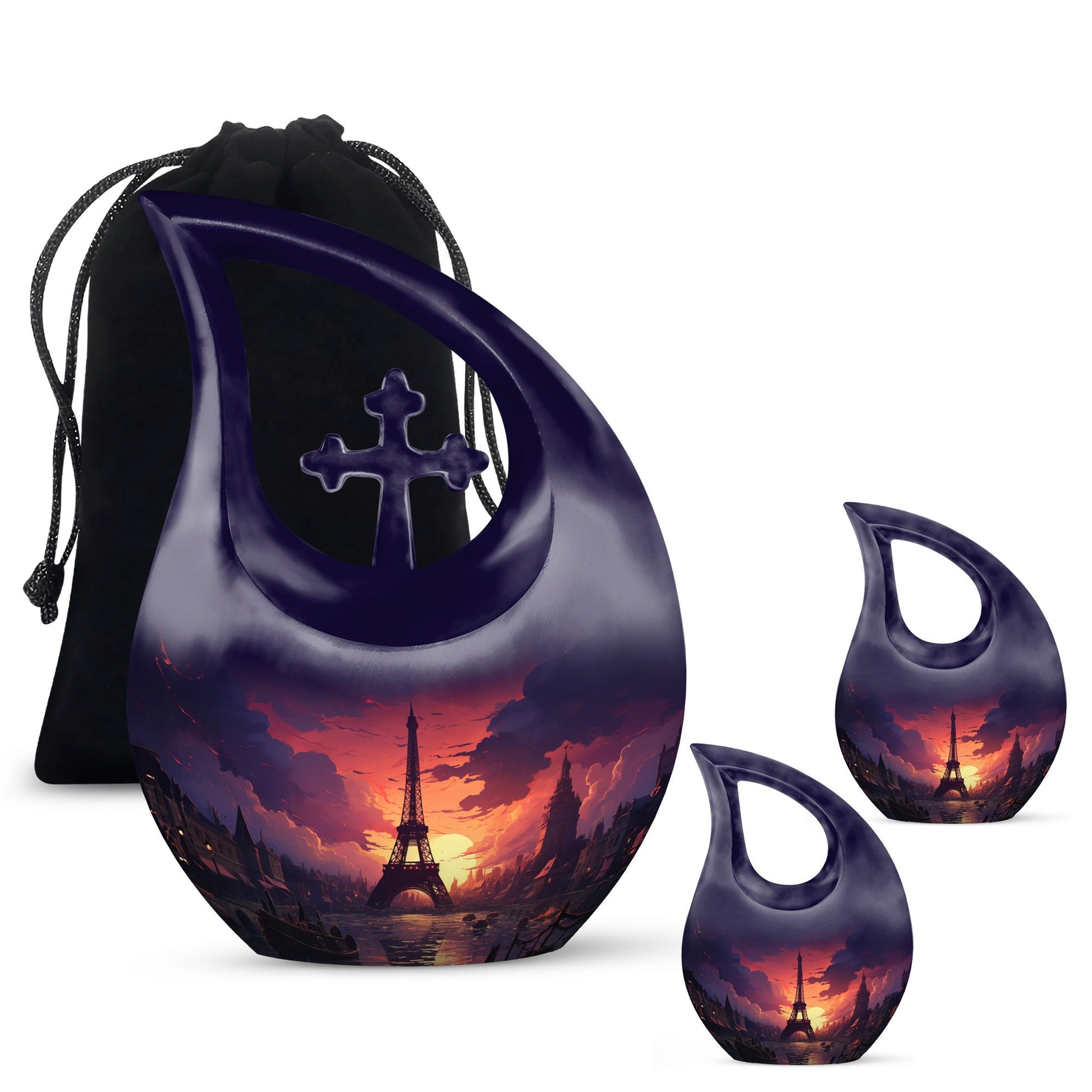 Eiffel Tower themed Cross Drop design urn
