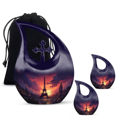 Eiffel Tower themed Cross Drop design urn