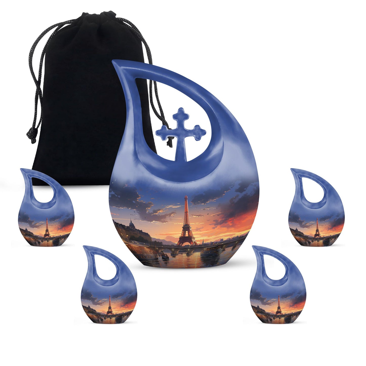 Eiffel Tower theme Cross Drop design Personalized Dog Urn