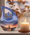 Eiffel Tower theme Cross Drop design Personalized Dog Urn