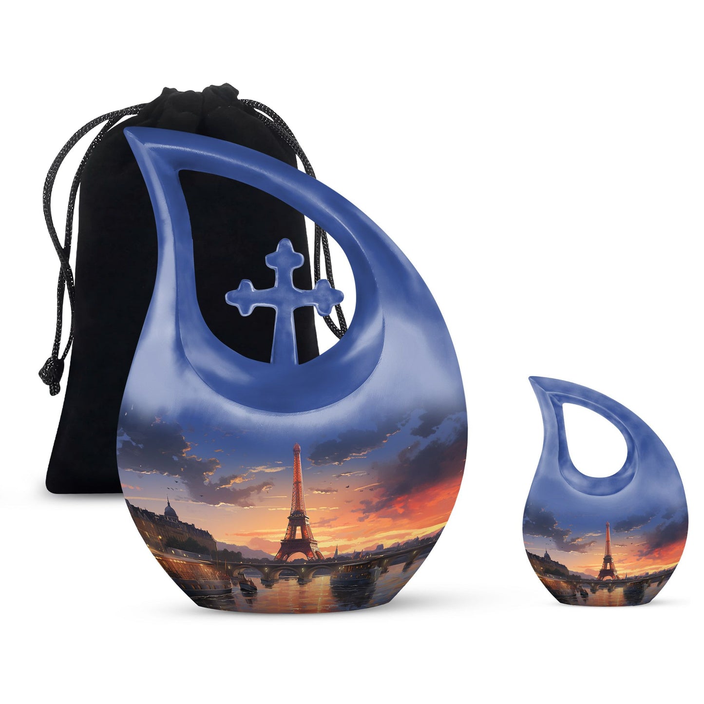 Eiffel Tower theme Cross Drop design Personalized Dog Urn