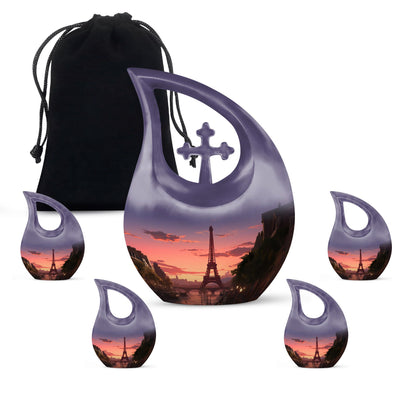 Eiffel Tower-themed Cross Drop design burial urn 
