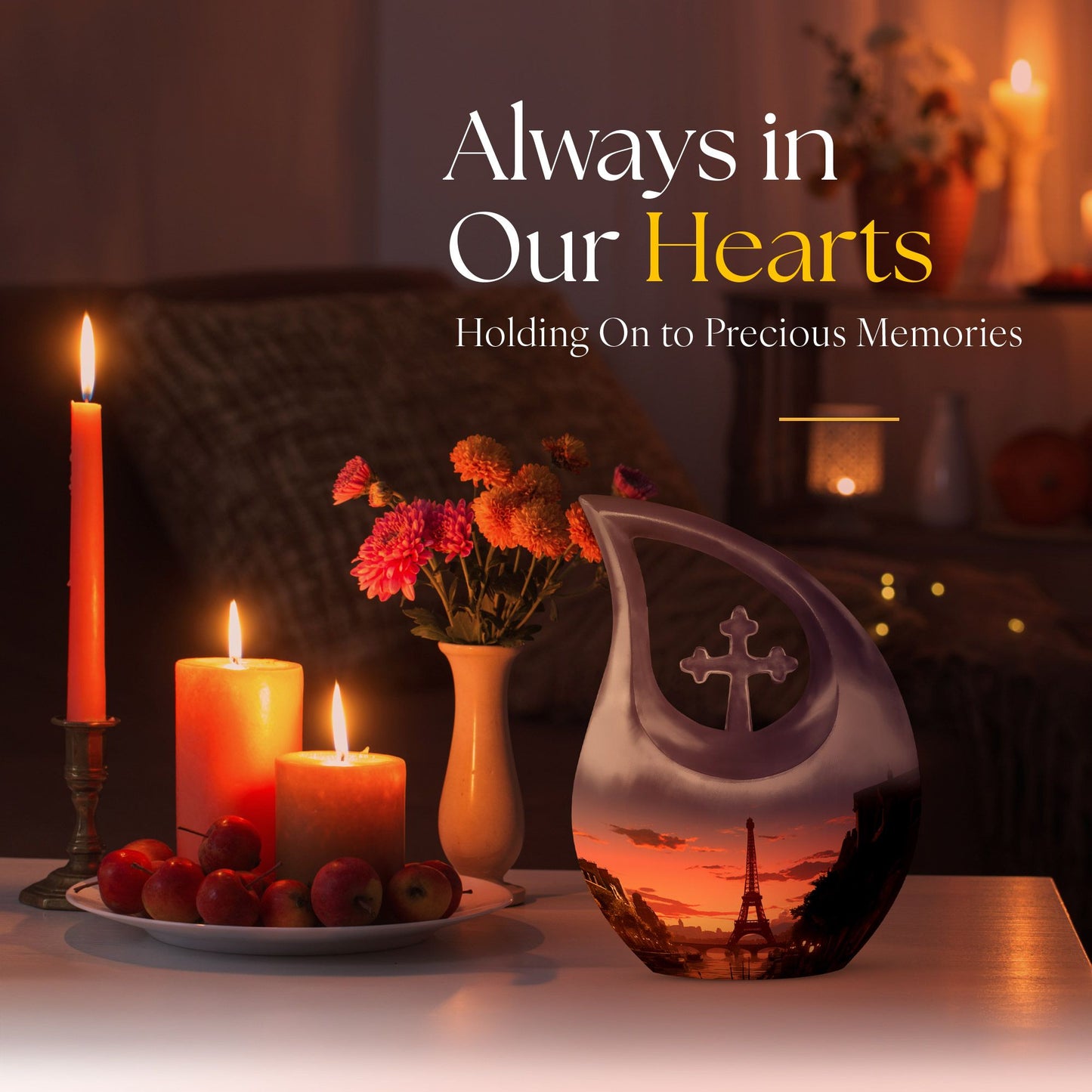 Eiffel Tower-themed Cross Drop design burial urn 