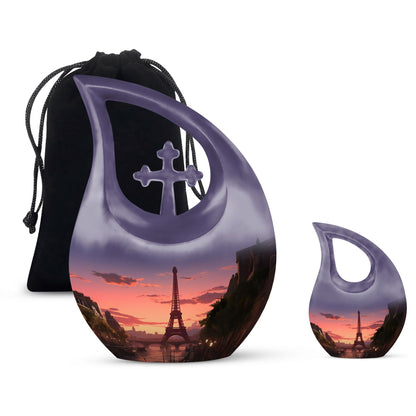 Eiffel Tower-themed Cross Drop design burial urn 