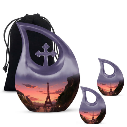 Eiffel Tower-themed Cross Drop design burial urn 