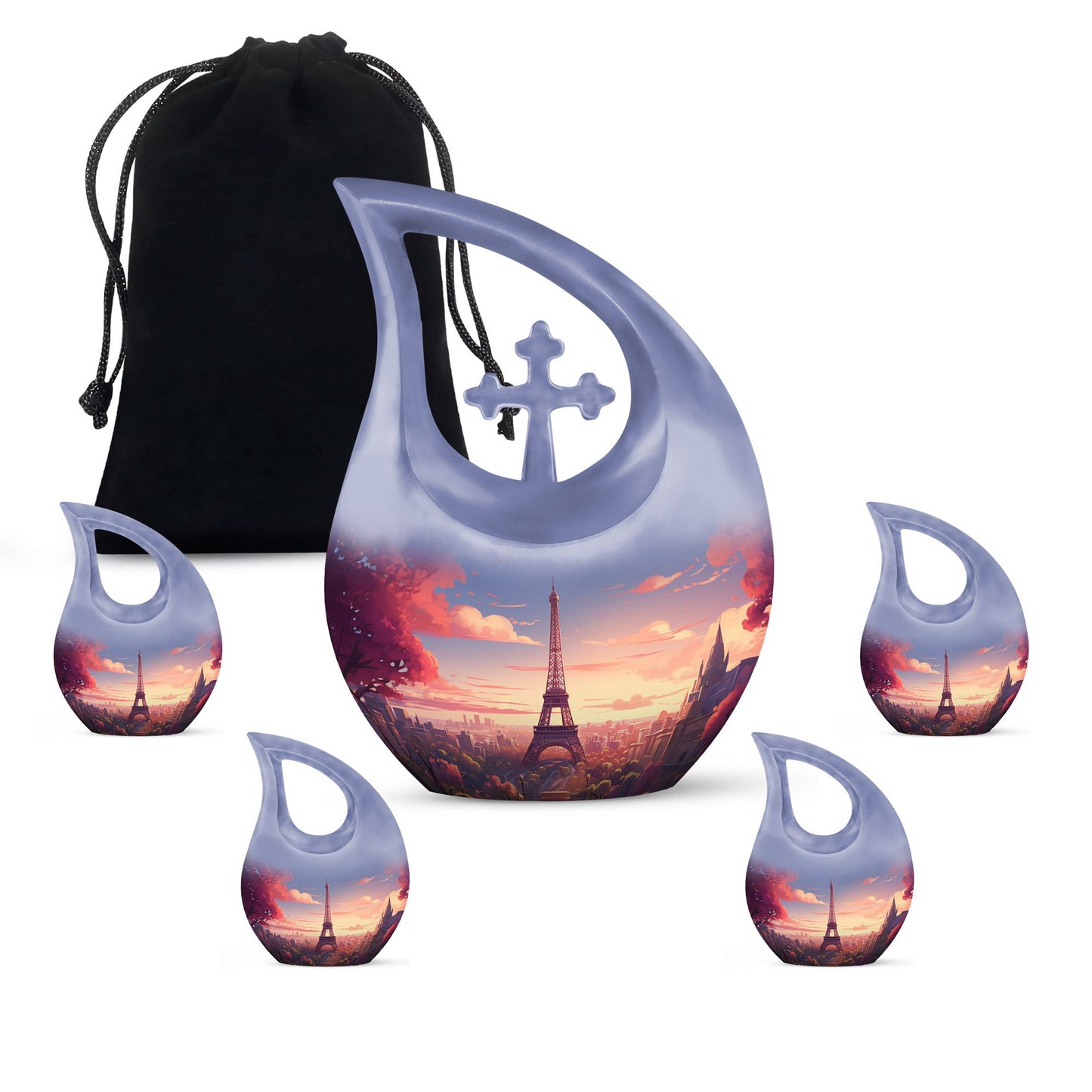 10-inch Eiffel Tower-themed Cross Drop Memorial Urn 