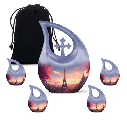 10-inch Eiffel Tower-themed Cross Drop Memorial Urn 