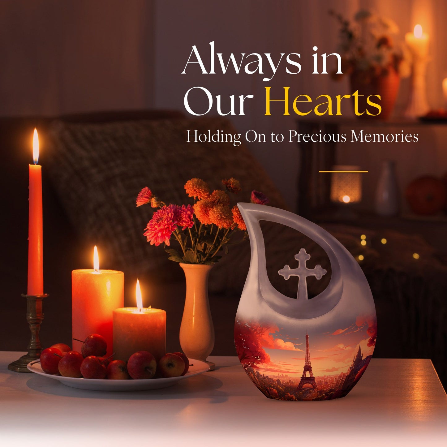 10-inch Eiffel Tower-themed Cross Drop Memorial Urn 