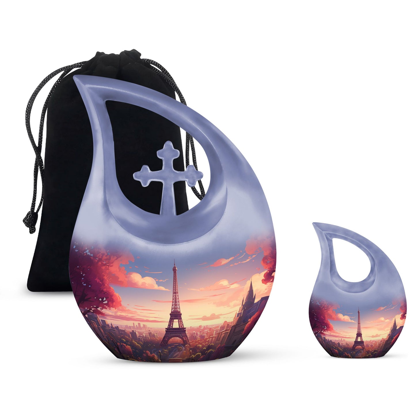10-inch Eiffel Tower-themed Cross Drop Memorial Urn 