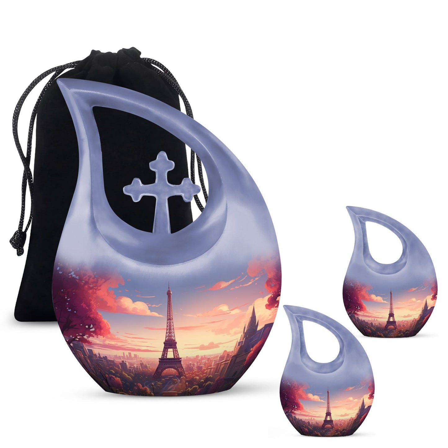10-inch Eiffel Tower-themed Cross Drop Memorial Urn 