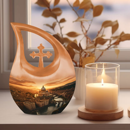 10-inch St. Peter's Basilica themed Aluminum urn 