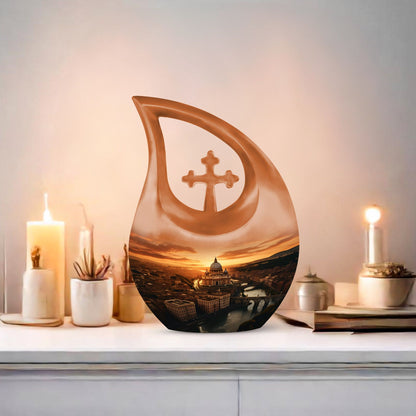 10-inch St. Peter's Basilica themed Aluminum urn 