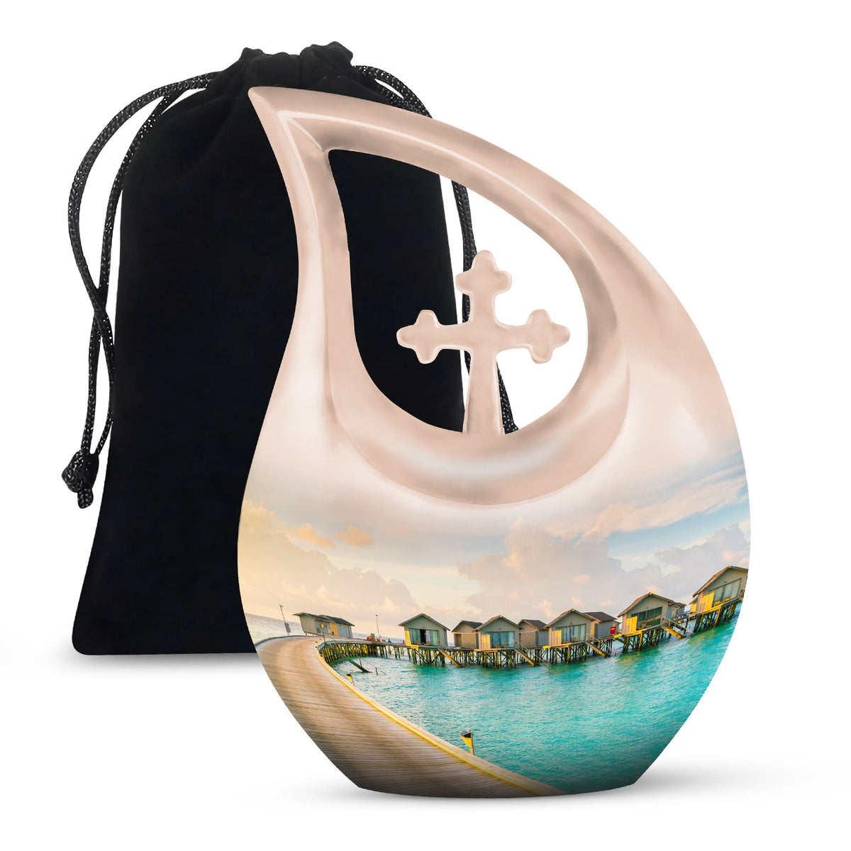 10-inch River themed Aluminium urn 