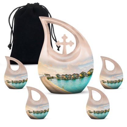 10-inch River themed Aluminium urn 