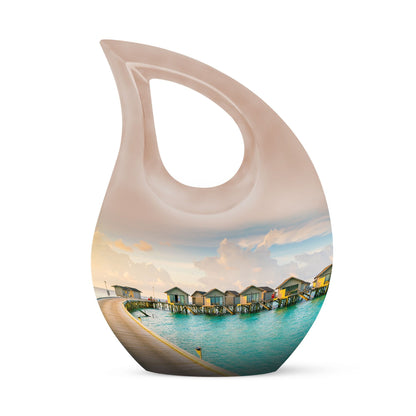 10-inch River themed Aluminium urn 