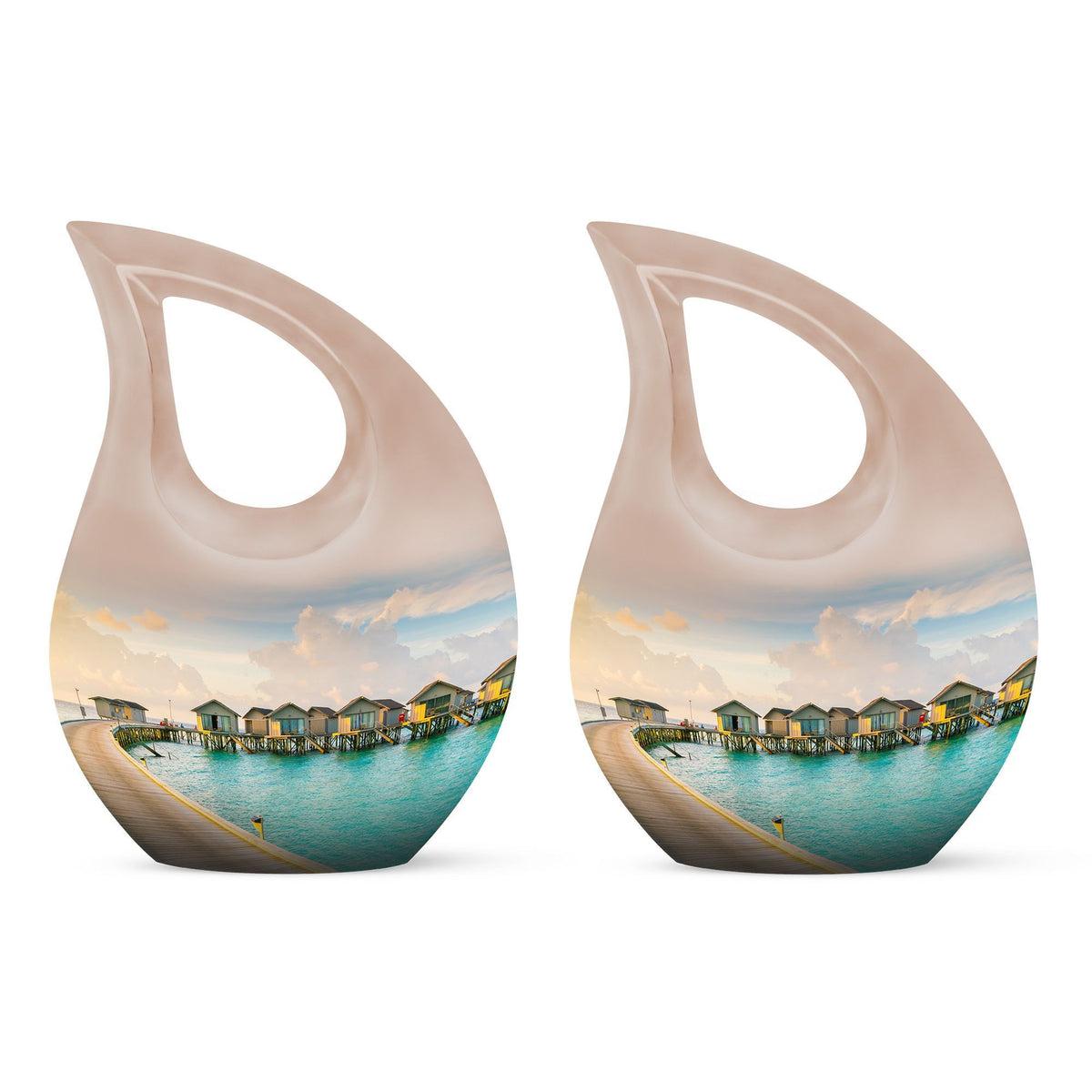 10-inch River themed Aluminium urn 