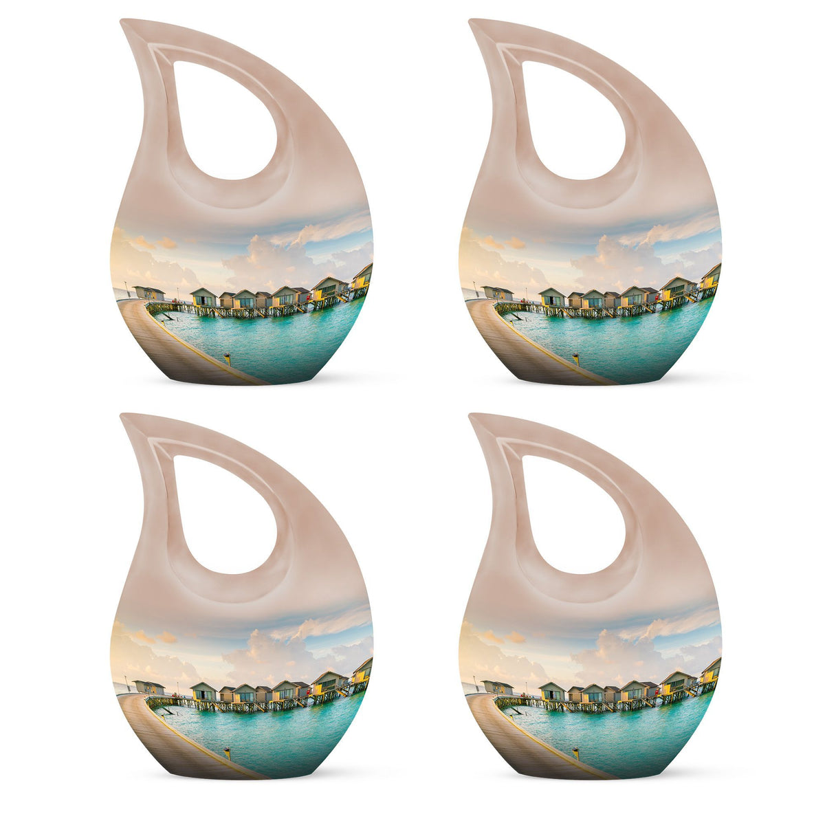 10-inch River themed Aluminium urn 