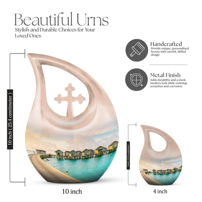 10-inch River themed Aluminium urn 
