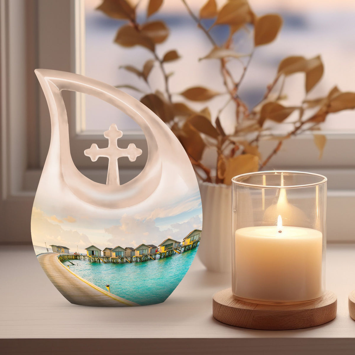 10-inch River themed Aluminium urn 