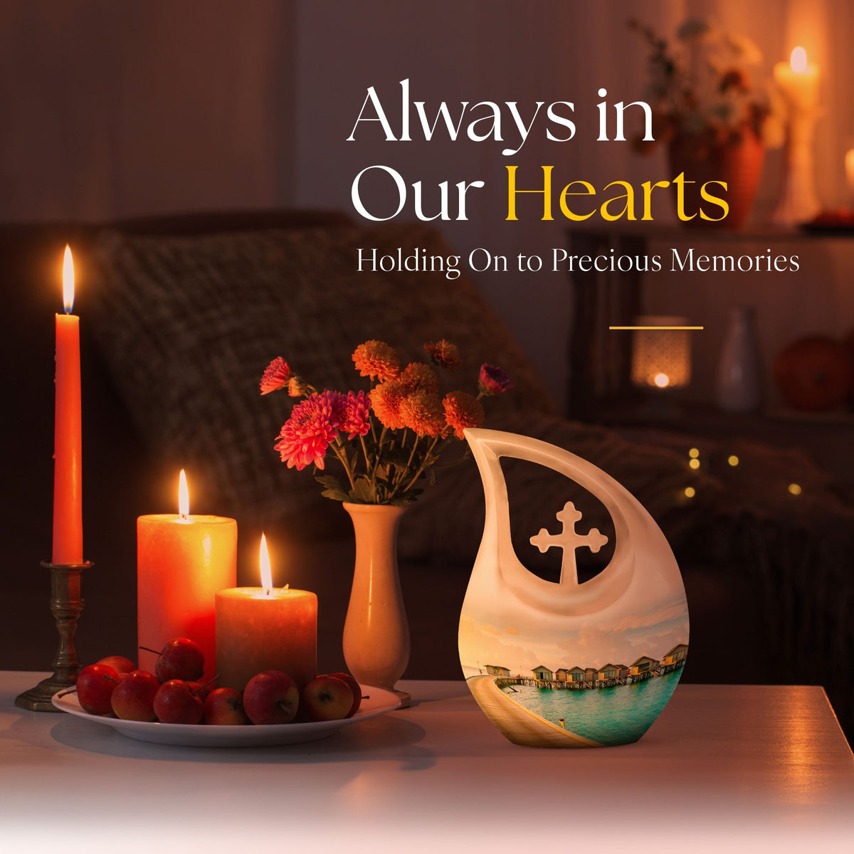10-inch River themed Aluminium urn 