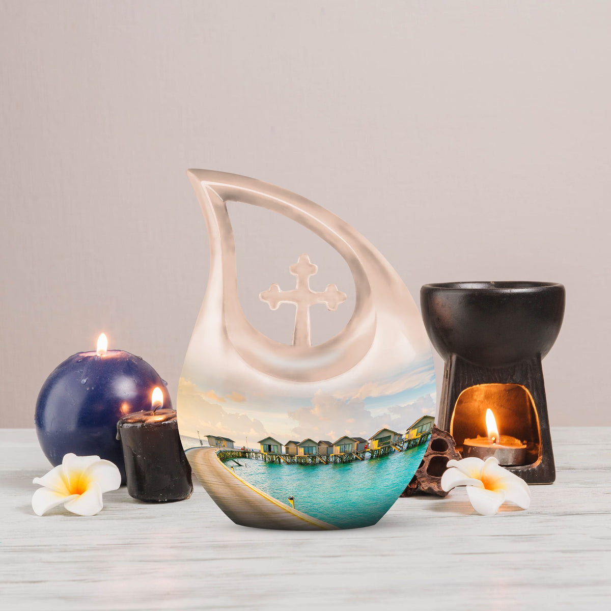 10-inch River themed Aluminium urn 