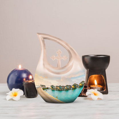 10-inch River themed Aluminium urn 