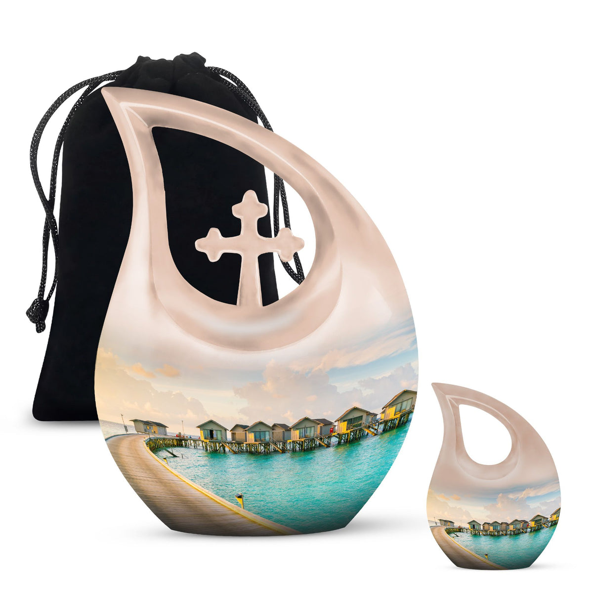 10-inch River themed Aluminium urn 