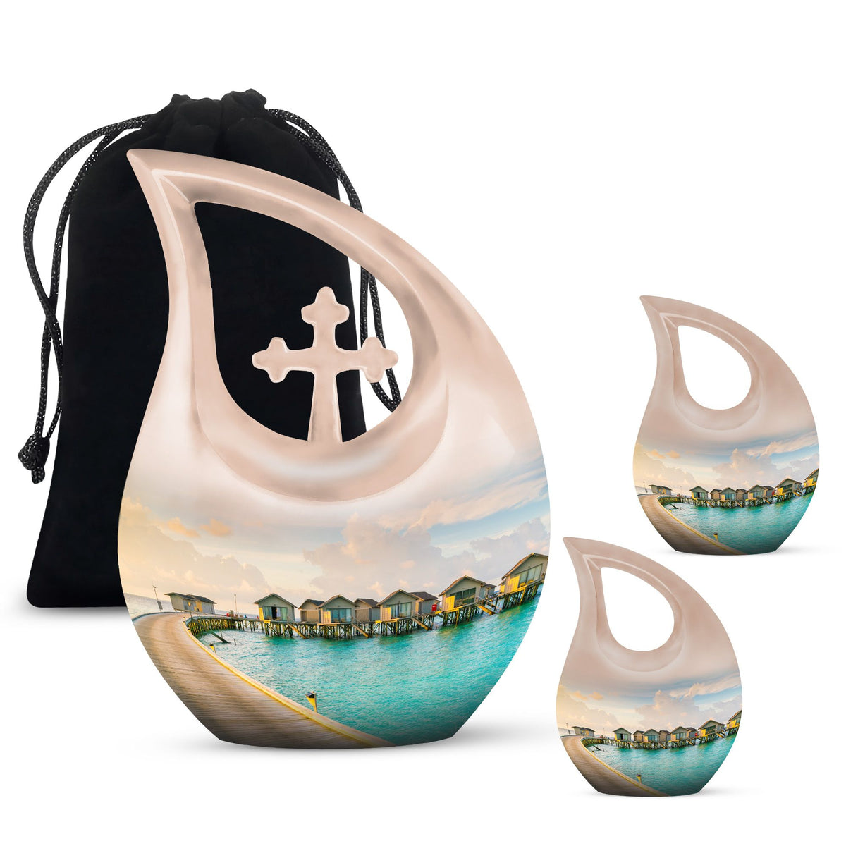10-inch River themed Aluminium urn 