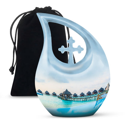 10 Inch River-Themed Outdoor Urn 