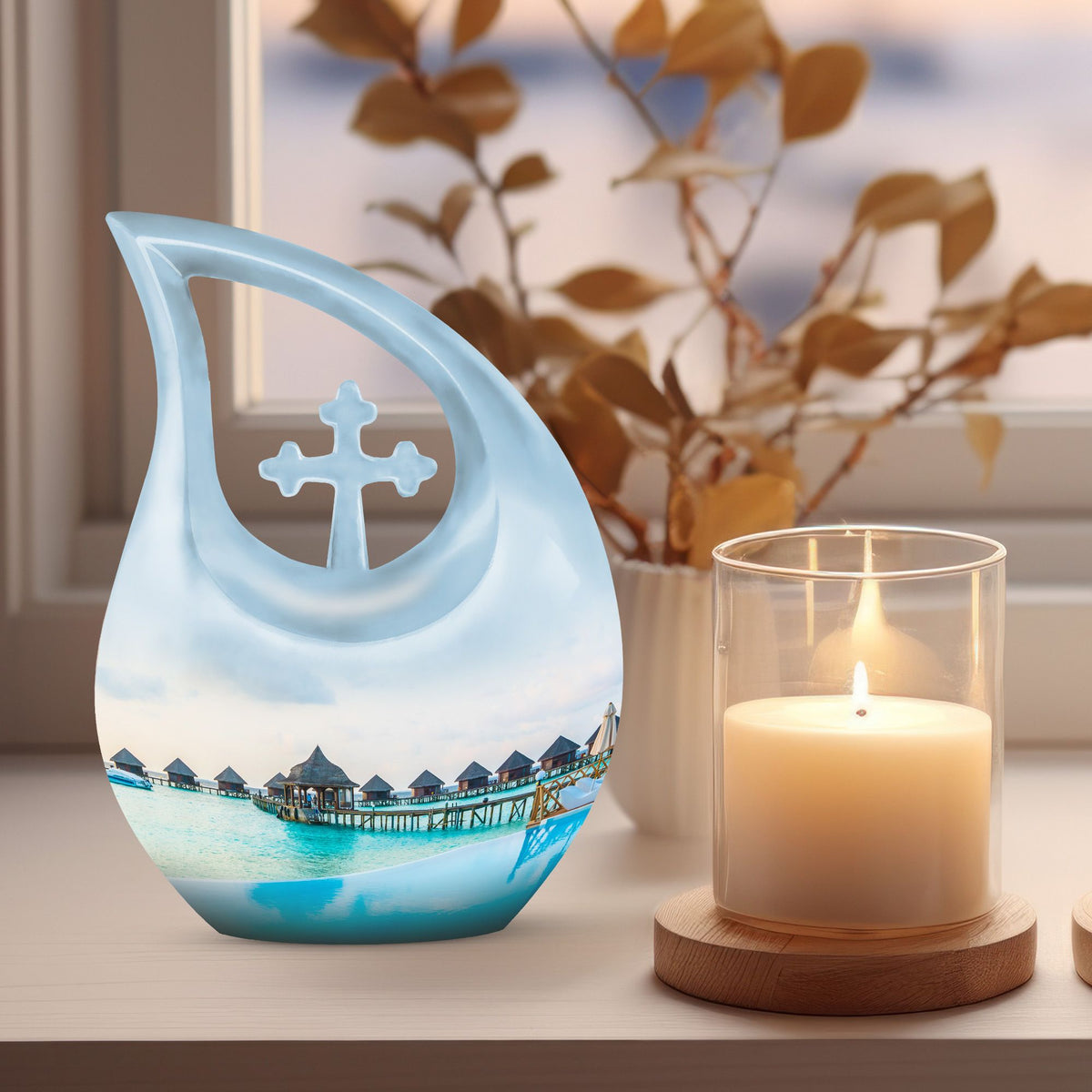 10 Inch River-Themed Outdoor Urn 