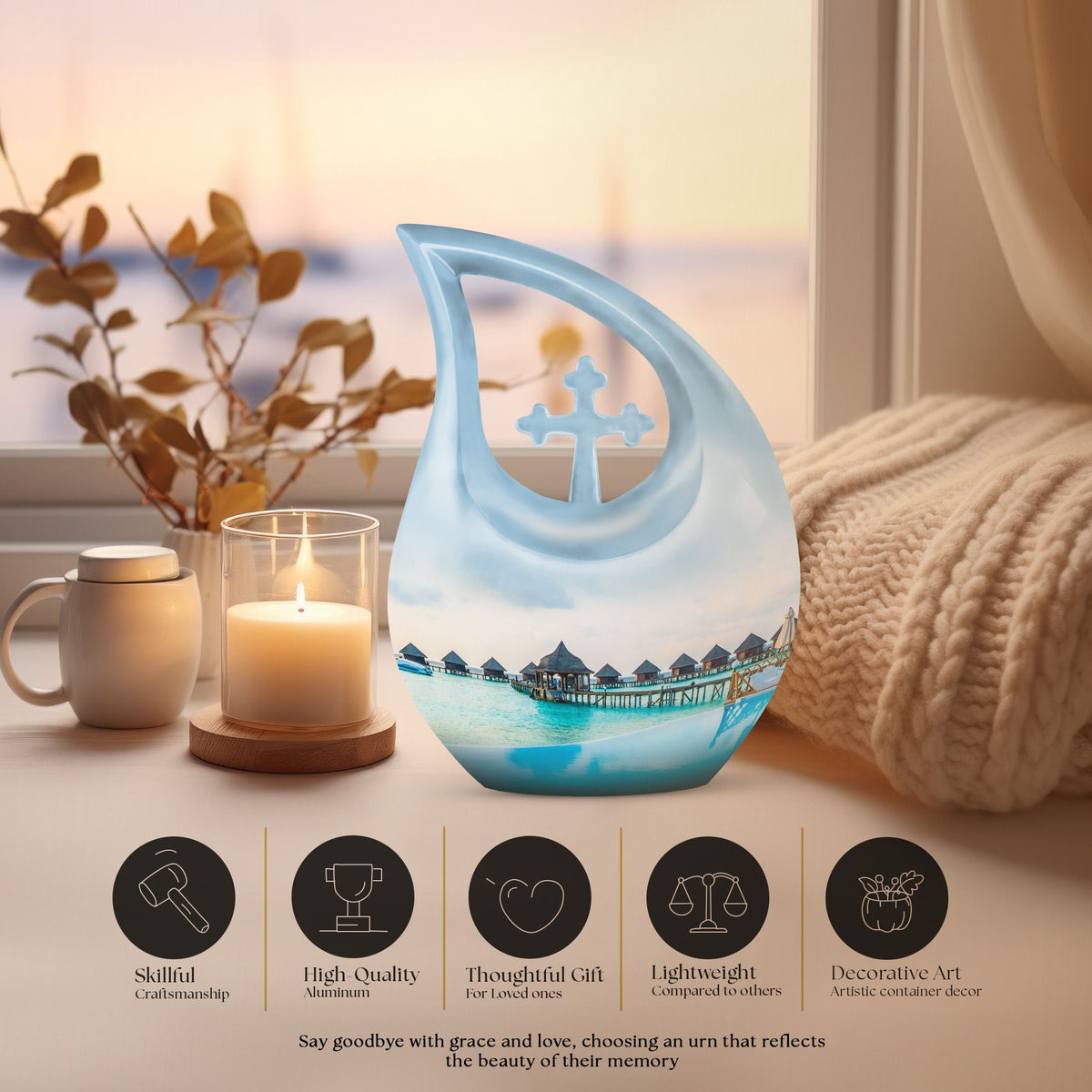 10 Inch River-Themed Outdoor Urn 
