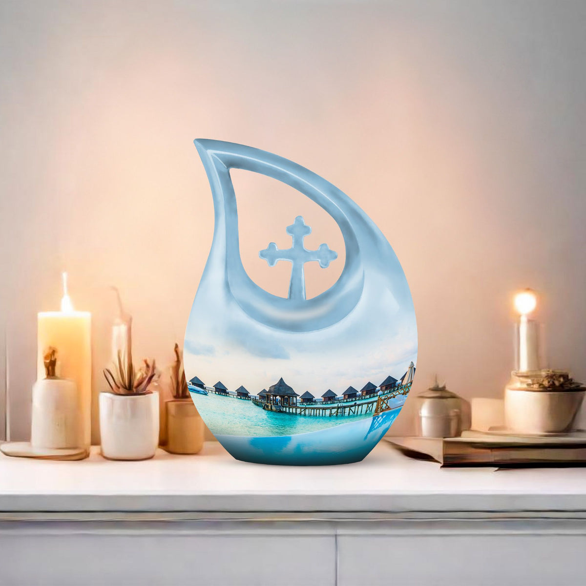 10 Inch River-Themed Outdoor Urn 