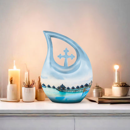 10 Inch River-Themed Outdoor Urn 