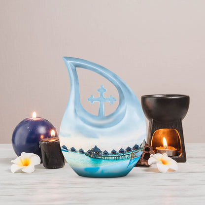 10 Inch River-Themed Outdoor Urn 