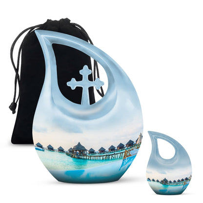 10 Inch River-Themed Outdoor Urn 