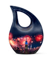 Fireworks Inspired New York Skyline Scenic Urn - Beautiful Decor Urns