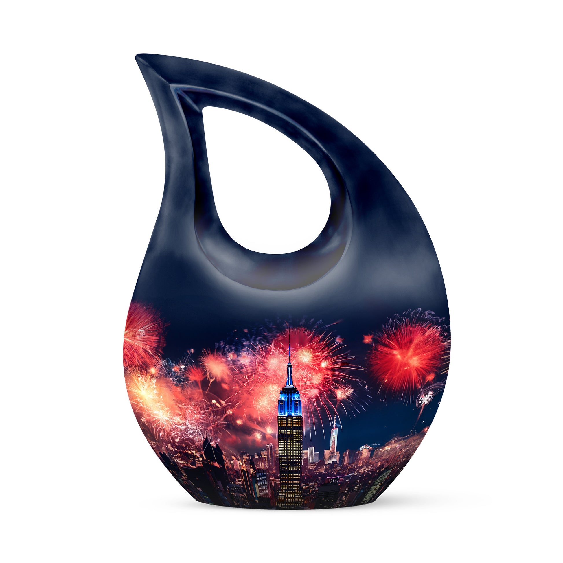 Fireworks Inspired New York Skyline Scenic Urn - Beautiful Decor Urns