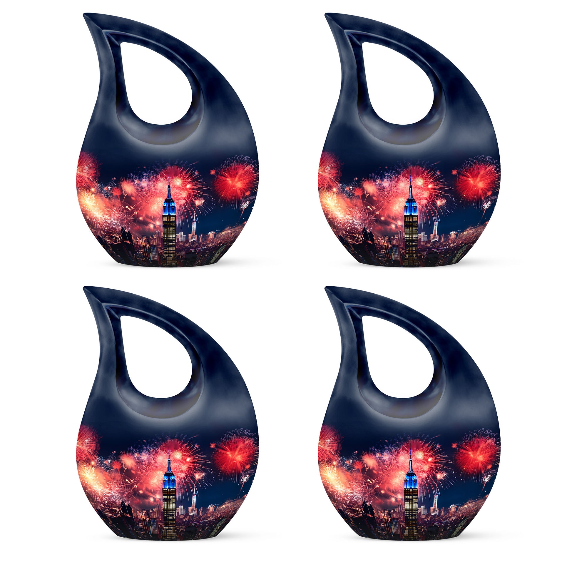 Fireworks Inspired New York Skyline Scenic Urn - Beautiful Decor Urns