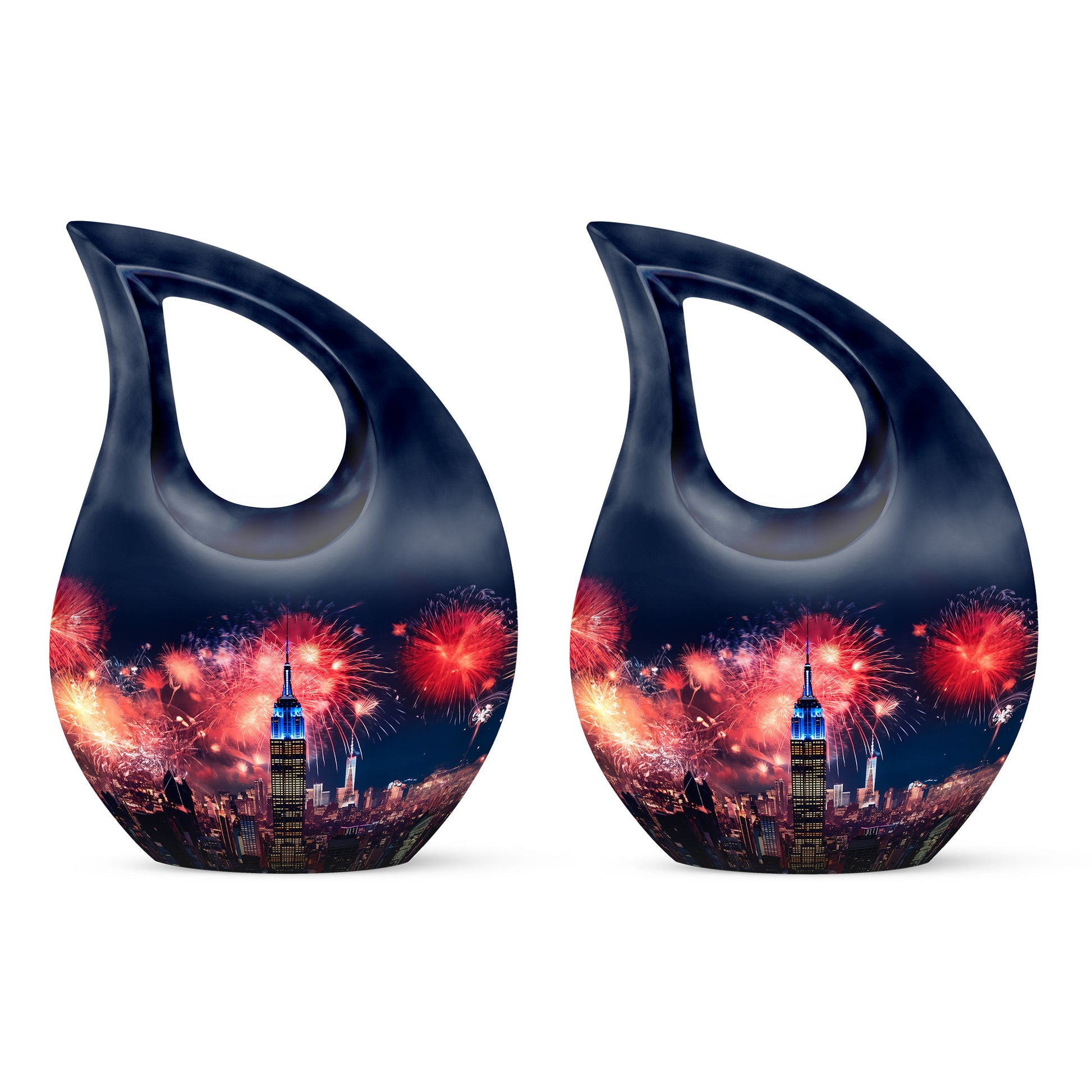 Fireworks Inspired New York Skyline Scenic Urn - Beautiful Decor Urns