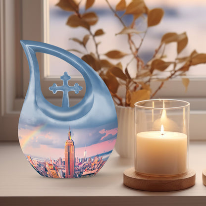Personalized Religious Cremation Urn for Human Ashes - 10-inch, 200 cu in - Yatskia