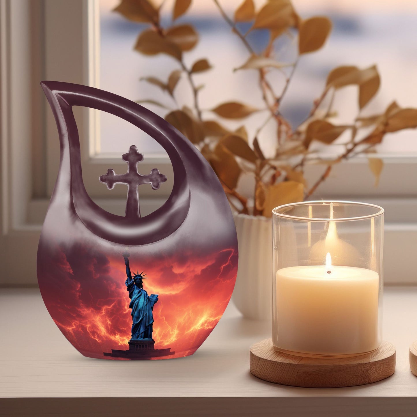 Personalized Religious Memorial Urn for Human Ashes - 10-inch, 200 cu in - Yatskia
