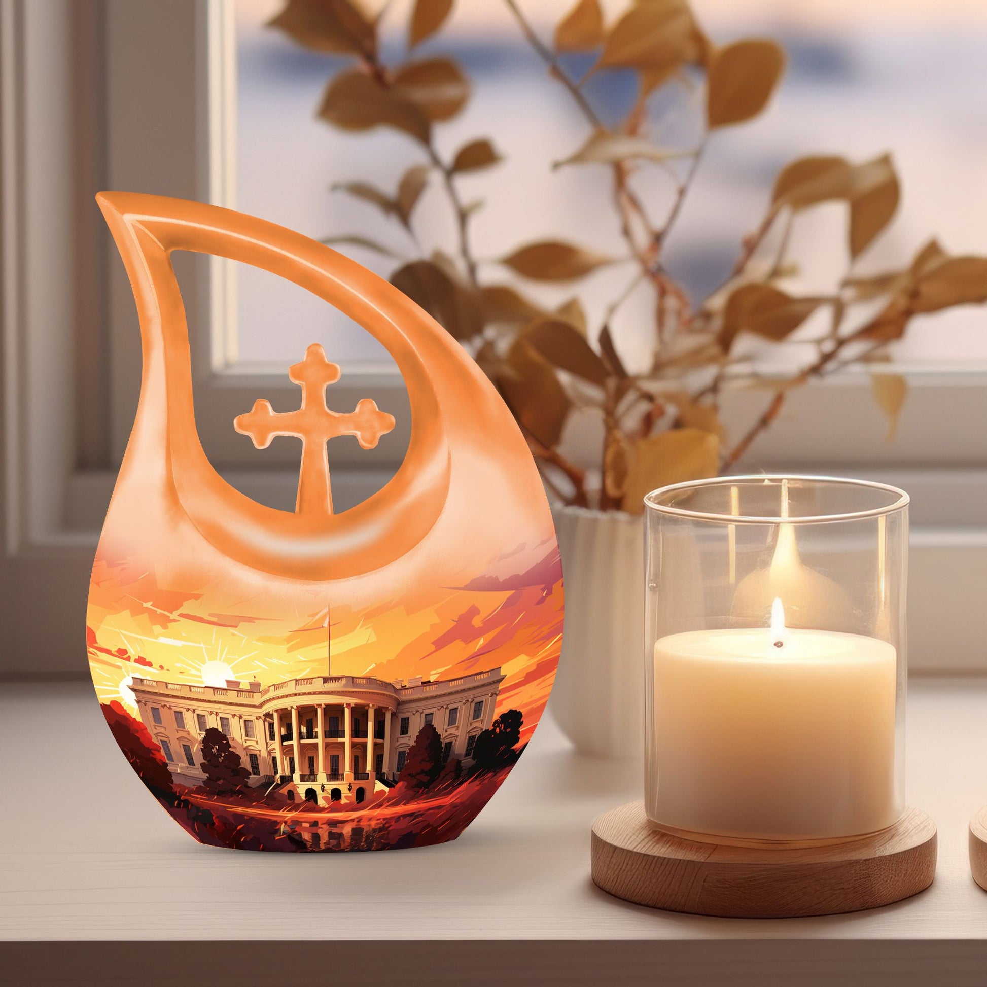 New York City Skyline Teardrop Cremation Urn for Human Ashes