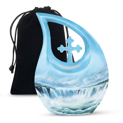 White Personalized Religious Cremation Urn for Human Ashes - 10-inch, 3 cu in - Yatskia