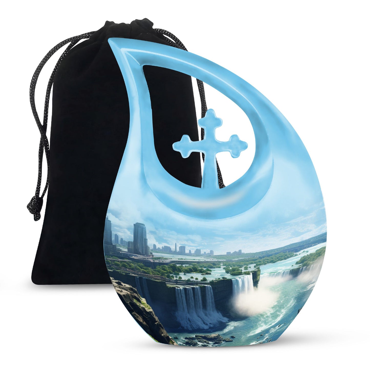 10 Inch River theme Cross Drop design Large Urn