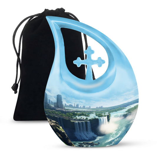 10 Inch River theme Cross Drop design Large Urn