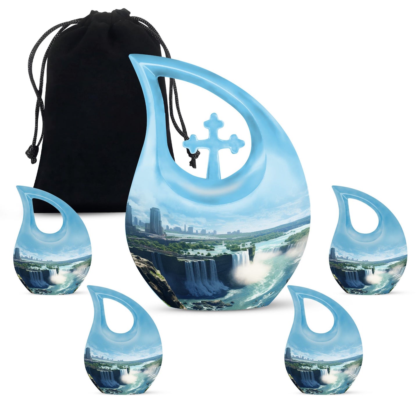 10 Inch River theme Cross Drop design Large Urn