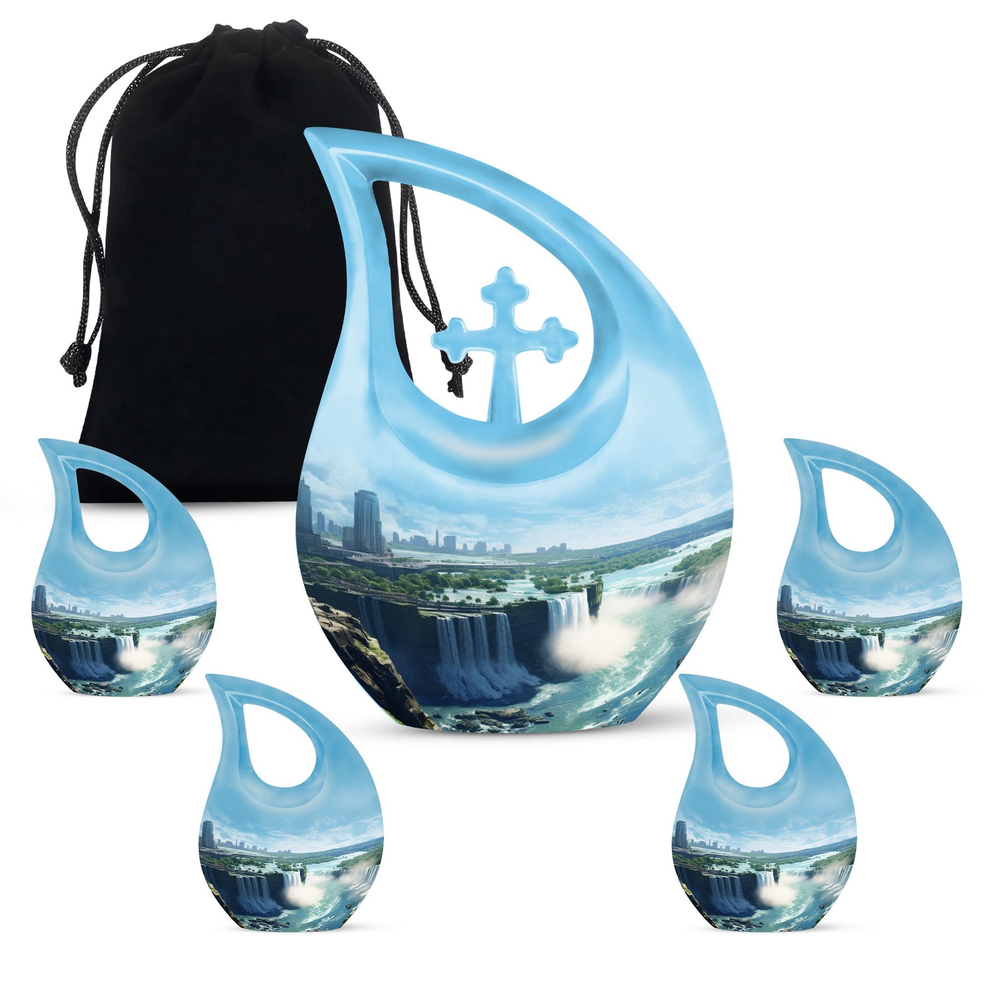 10 Inch River theme Cross Drop design Large Urn