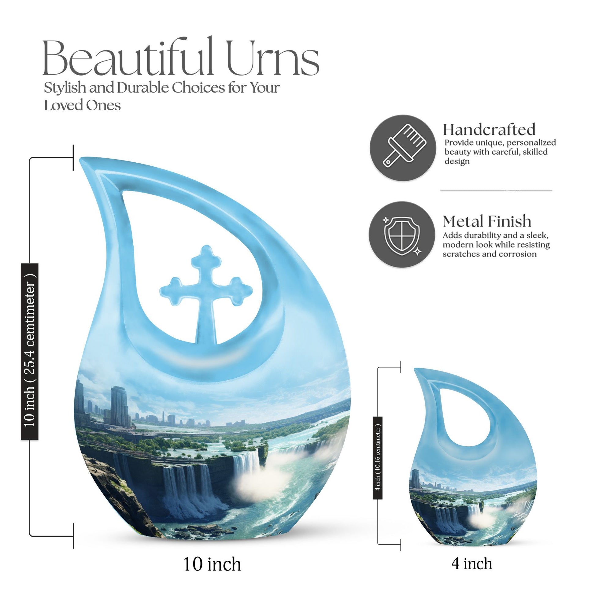 10 Inch River theme Cross Drop design Large Urn