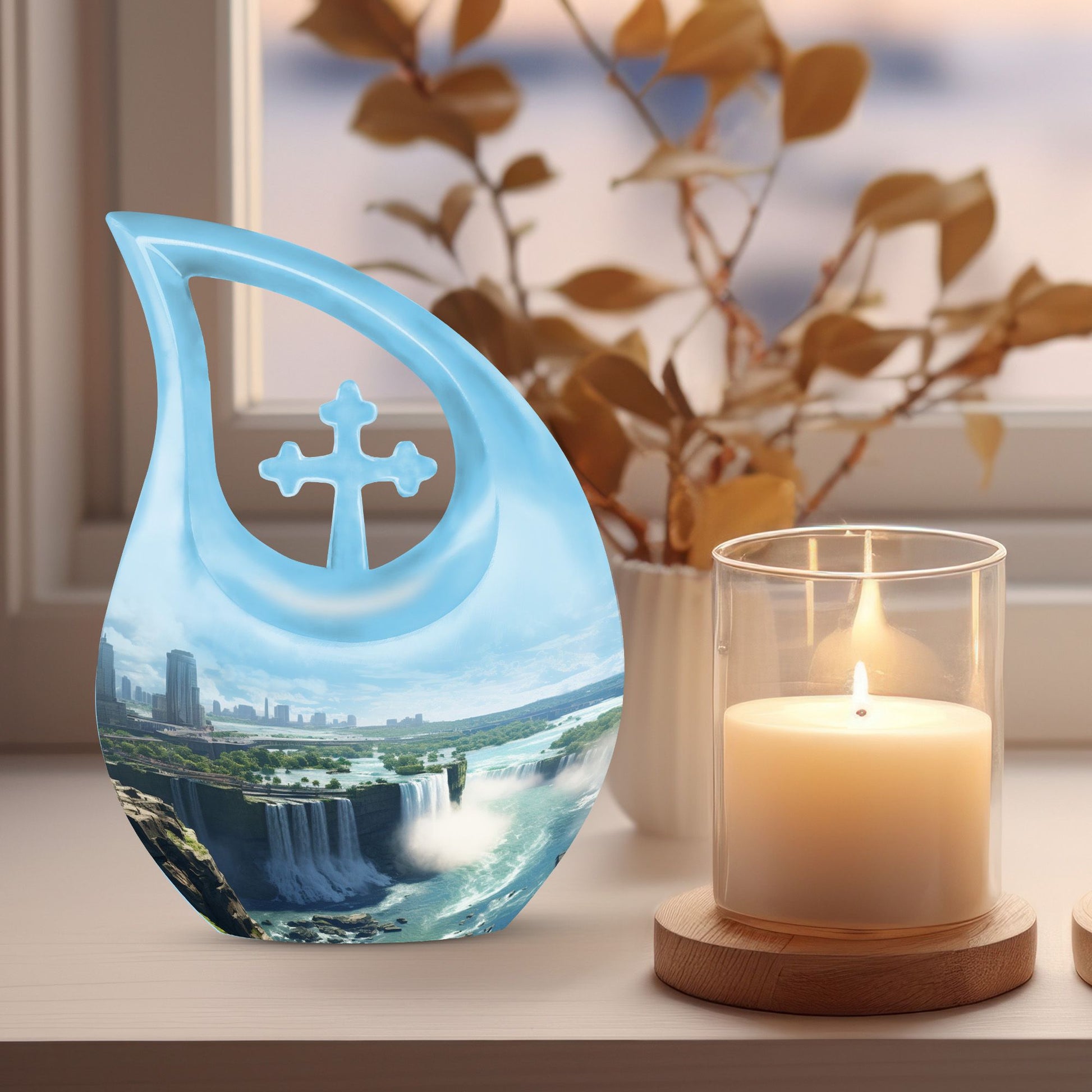 10 Inch River theme Cross Drop design Large Urn