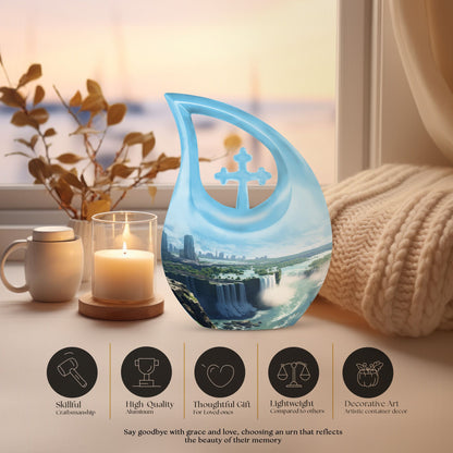 10 Inch River theme Cross Drop design Large Urn